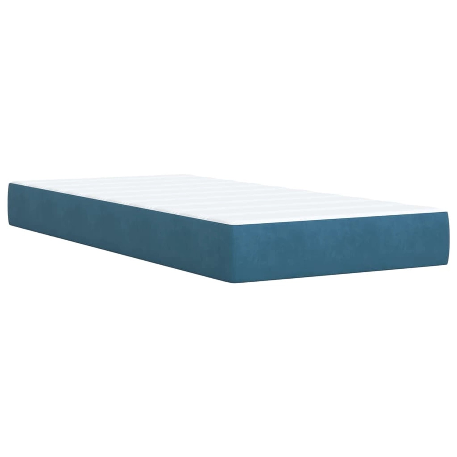 Blaues Boxspringbett 100x200 cm mit Samtbezug und Matratze.