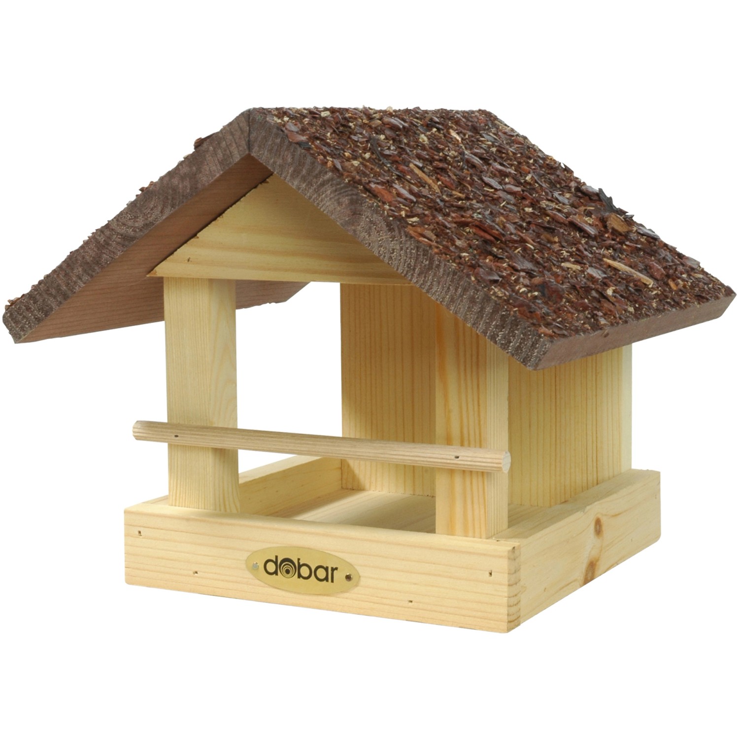 Dobar Kleines Vogelfutterhaus mit Rindendach 20 cm x 22,5 cm x 18 cm Kiefer günstig online kaufen