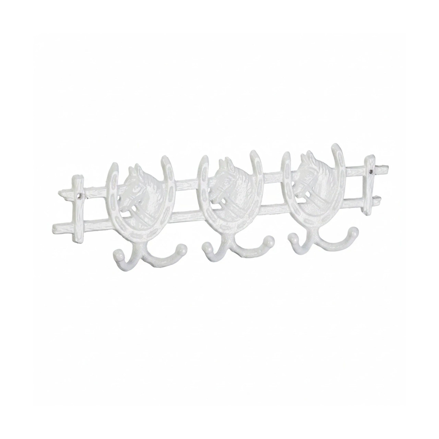 Relaxdays Garderobenleiste Gusseisen Weiß mit 6 Haken 11 cm x 36,5 cm x 3,5 cm