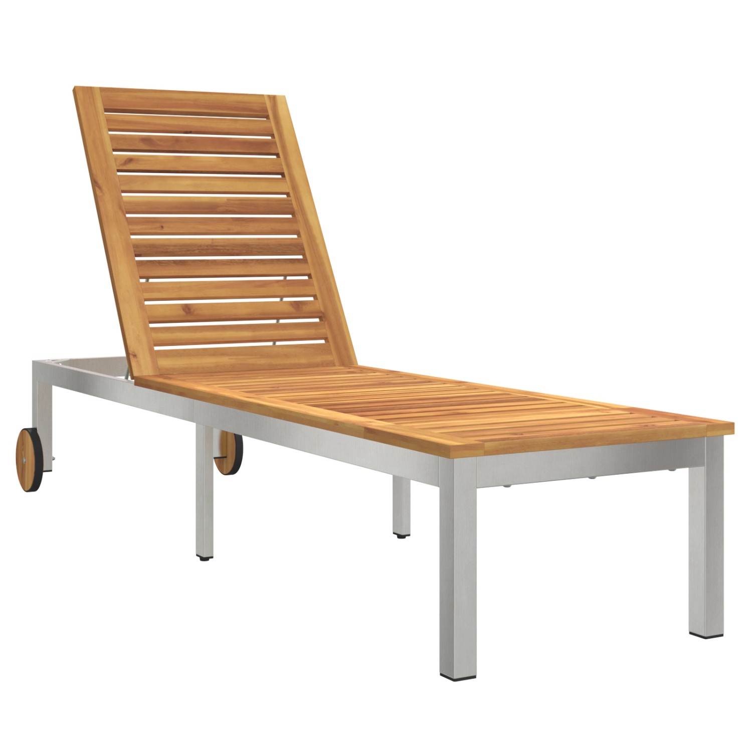 vidaXL Sonnenliege mit Rädern 207x58x35 cm aus Massivem Akazienholz und Ede günstig online kaufen