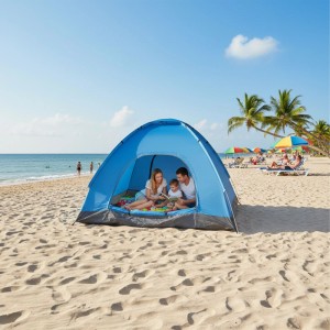 Relaxdays Pop Up Zelt Polyester Blau UV Schutz 50 135 cm x 200 cm x 200 cm 1,4 kg