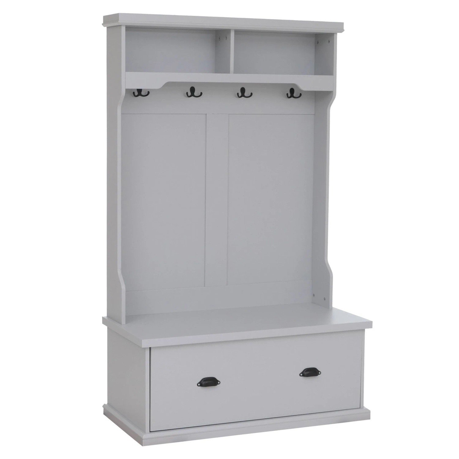 MCW Garderobe P27 4 Haken Staufach Ablage Melamin 163x100x47cm Hellgrau