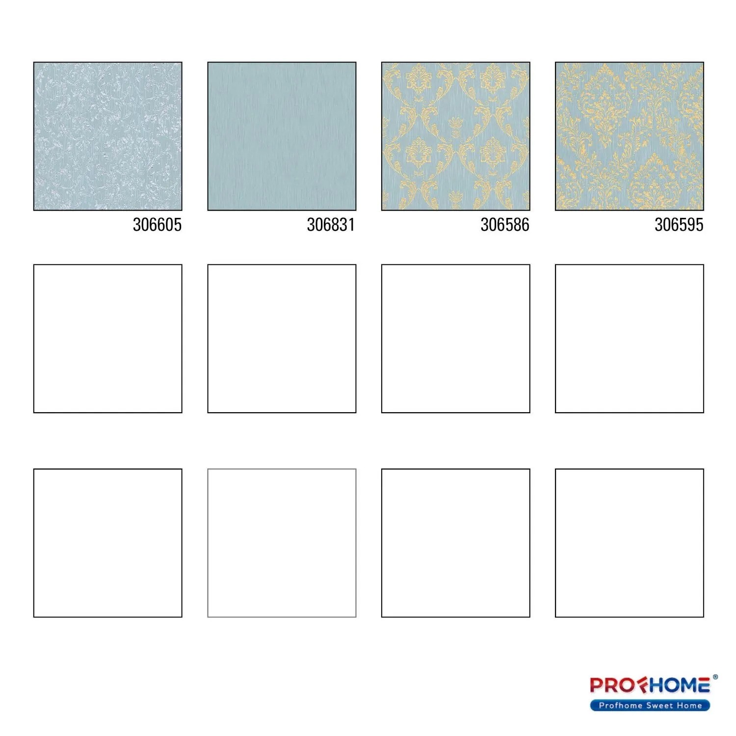 Muster der Barock Tapete PROFHOME 306605-GU, Ornament, blau-grün, schimmernd.