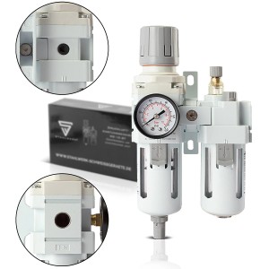 STAHLWERK Wartungseinheit WE-10 ST für Druckluftkompressoren bis 10,5 bar mit Manometer und Wasserabscheider.