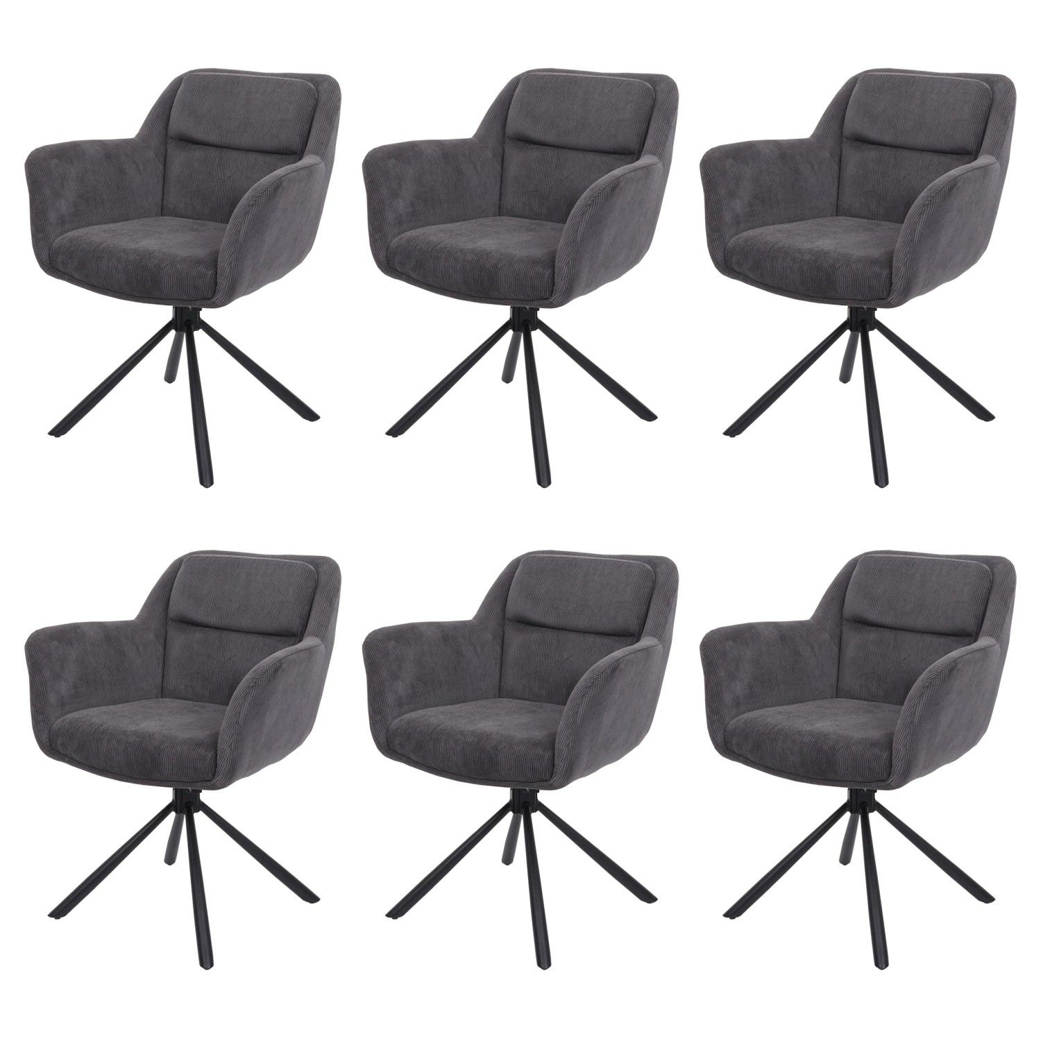 MCW Esszimmerstuhl K33 6er-Set Kord-Grau günstig online kaufen