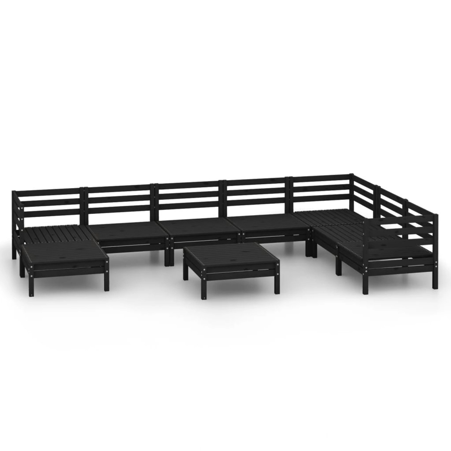 9-tlg. Garten-lounge-set Massivholz Kiefer Schwarz günstig online kaufen