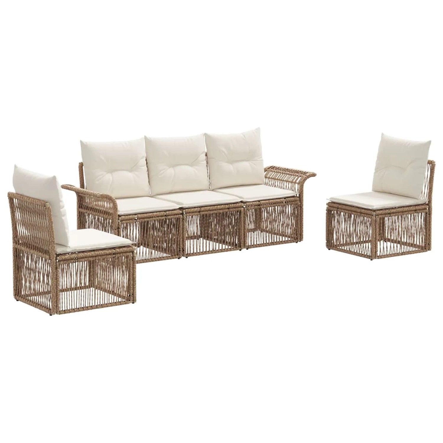 vidaXL Gartensofa-Set 5-Tlg Beige Poly-Rattan 3434787