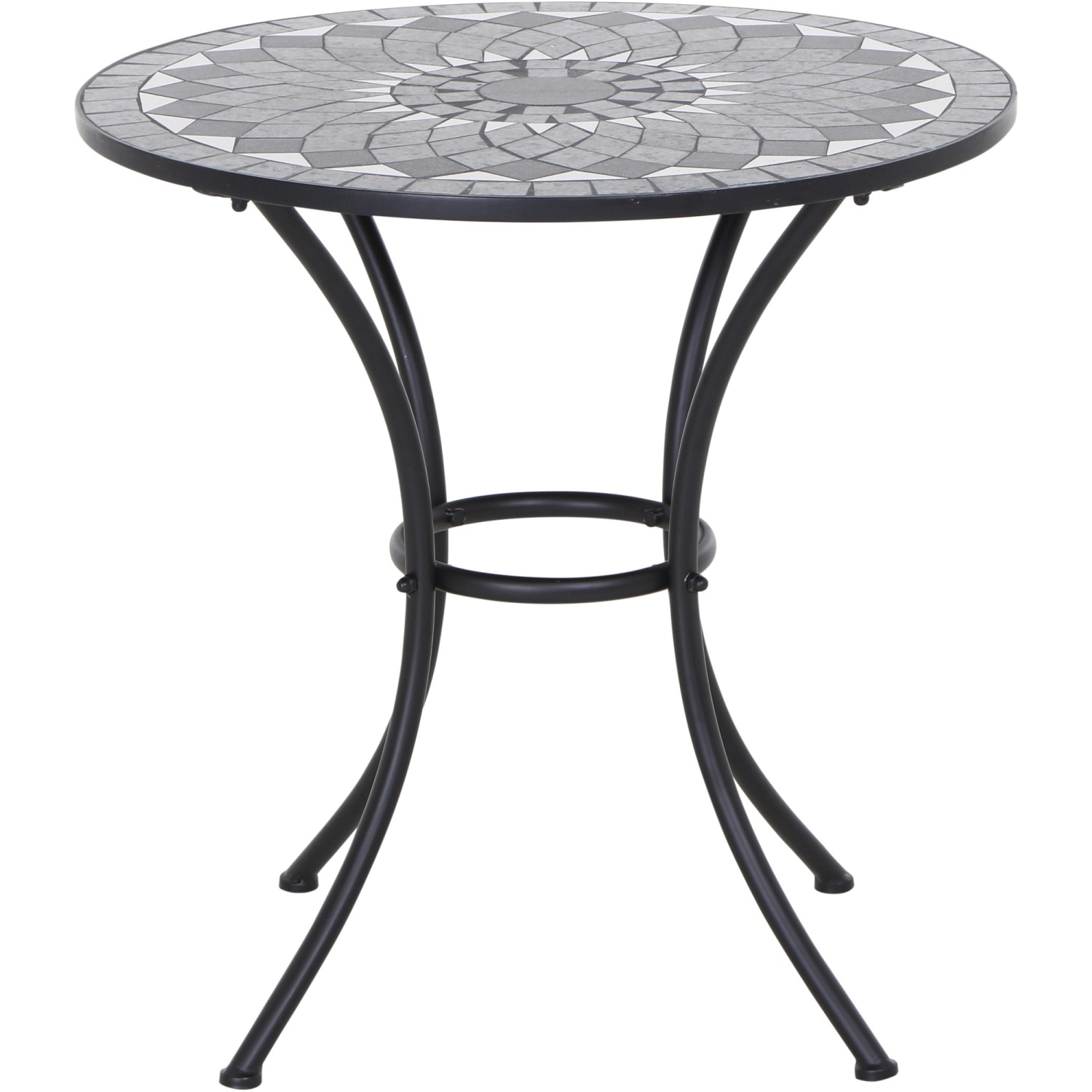 Runder, grauer Siena Garden Gartentisch Como mit Keramikplatte und Stahlgestell, 60x60 cm.