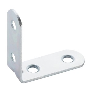 SOTECH Winkelverbinder aus verzinktem Stahl, L-Form, abgerundet, gesenkte Lochung, mit Sicke für Möbelbau.