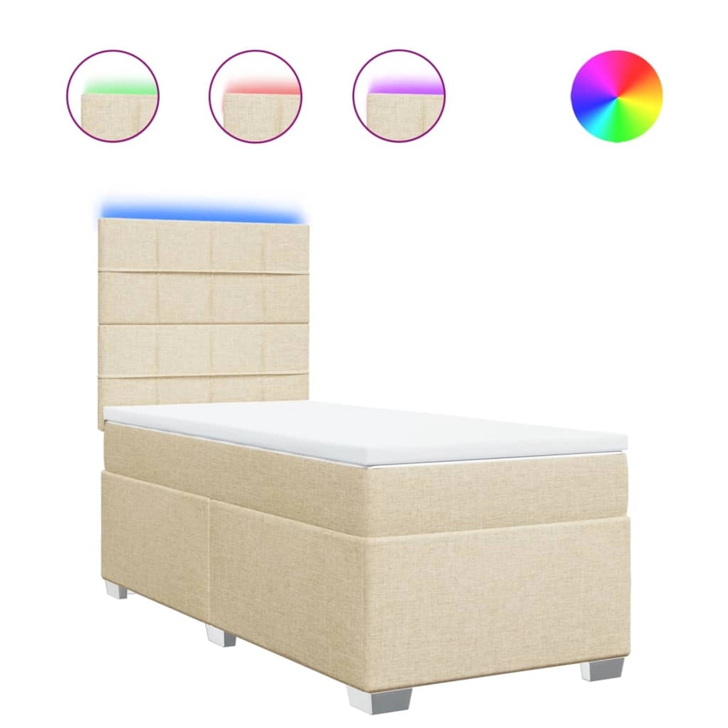 vidaXL Boxspringbett mit Matratze Creme 100x200 cm Stoff 3292704 günstig online kaufen