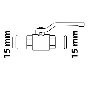 Kirchhoff MS-Kugelhahn mit CU-Pressanschluss, 15 mm. Pressfitting für Sanitär und Heizung.