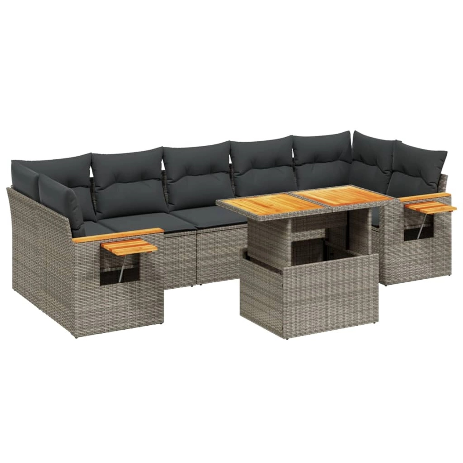 vidaXL 8-Tlg Garten-Sofagarnitur mit Kissen Grau Poly Rattan 3273433 günstig online kaufen
