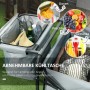Outsunny Gartenwagen grau mit Kühltasche, gefüllt mit Getränken und Lebensmitteln.