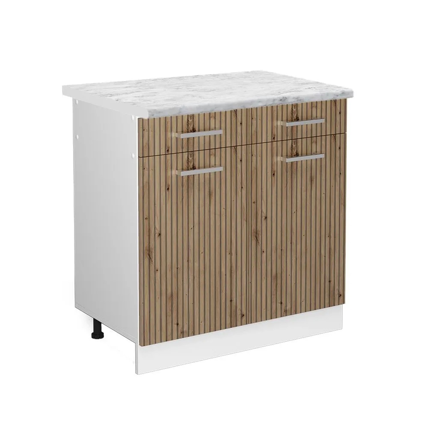 Vicco Küchenunterschrank R-Line Schubladenschrank für die Küche Artisan-Eiche Weiß 80 cm AP Marmor