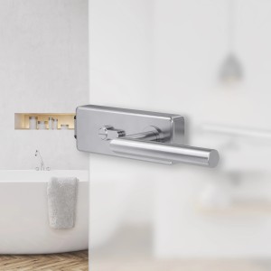 Novadoors Schlosskasten Nova 61 Edelstahloptik mit WC-Verriegelung für Glastüren.