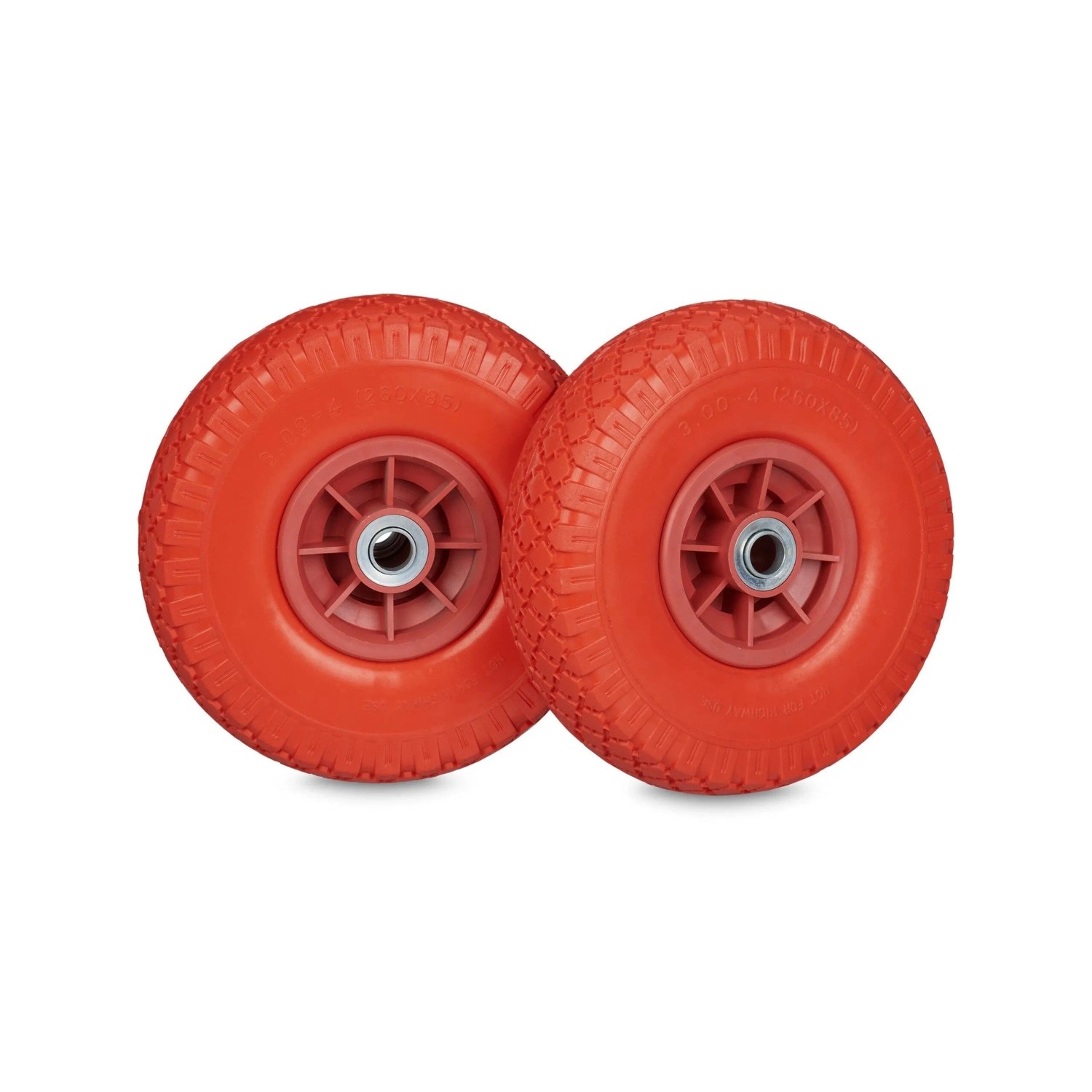 Relaxdays Sackkarrenrad 2er Set PU Vollgummi Rot Pannensicher ø 26 cm x 8,5 cm 1,6 kg