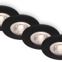 Vier schwarze, matte Brilo LED-Einbauleuchten Kulana, 4,9 W, warmweiß, für Bad und Innenbereich.
