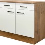 Flex-Well Unterschrank Vintea, 100 cm, Magnolie/Lancelot Oak, mit 2 Schubladen und 2 Türen.