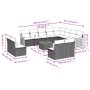 vidaXL 13-tlg. Garten-Sofagarnitur aus Poly Rattan, schwarz, mit Kissen. Gartenmöbel-Set mit Tisch und Sesseln.