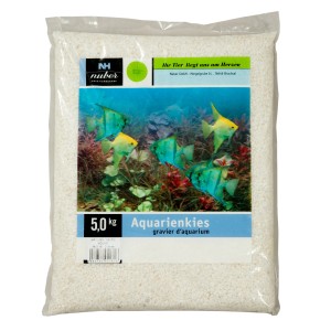 Nuber Zierkies Natur Rund, 2-3 mm, weiß, 10 kg Sack, Bodengrund für Aquarien.