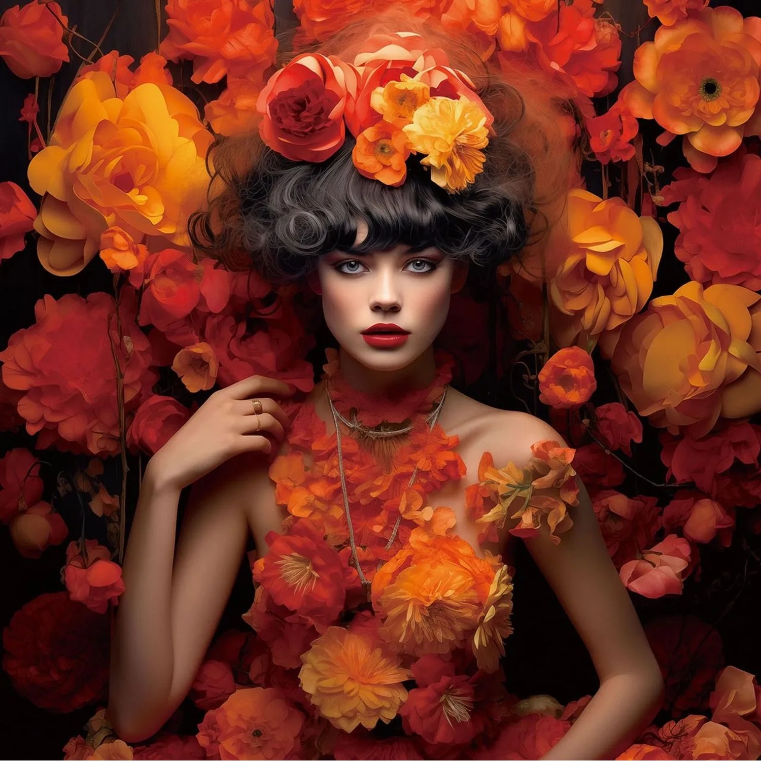 Art Universe Glasbilder Orange Flower Beauty 100 x 100 cm