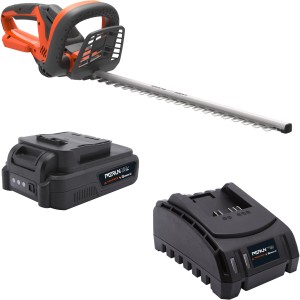 Yard Force Akku-Heckenschere LH C45 mit Akku und Ladegerät. Heckenschere in Orange/Schwarz.