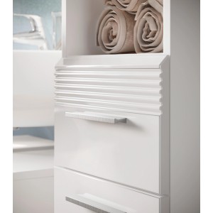 Inn.Furn Kommode Weiß Hochglanz 30 cm Badschrank mit Vollauszug Leon