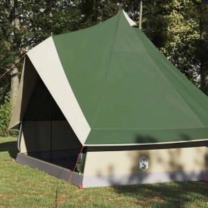 vidaXL Familien-Tipi-Zelt mit Dach Grün und Beige 400 x 346 x 250 cm 42000978