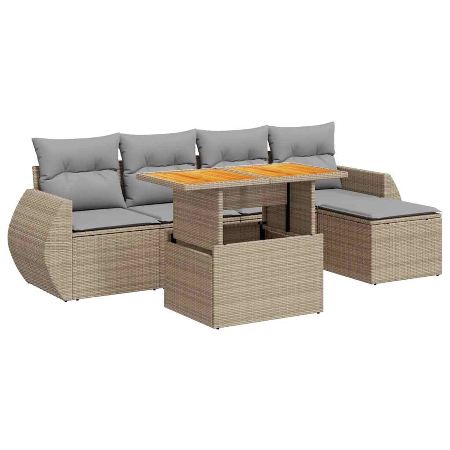 vidaXL 6-Tlg Garten-Sofagarnitur mit Kissen Beige Poly Rattan 3327251 günstig online kaufen