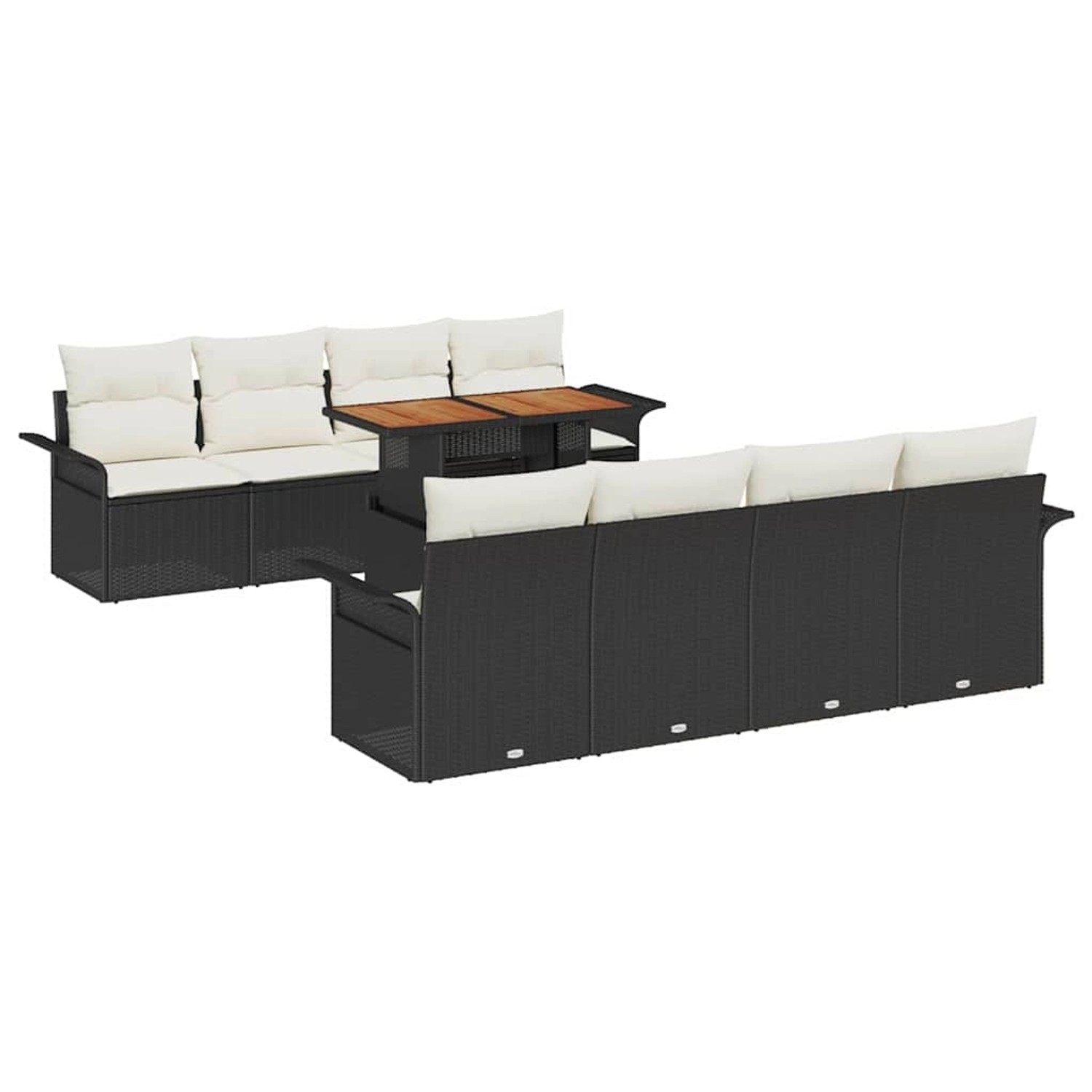vidaXL Garten-Sofa-Set mit Speicher 9-Tlg Schwarz Poly Rattan 3358042 günstig online kaufen