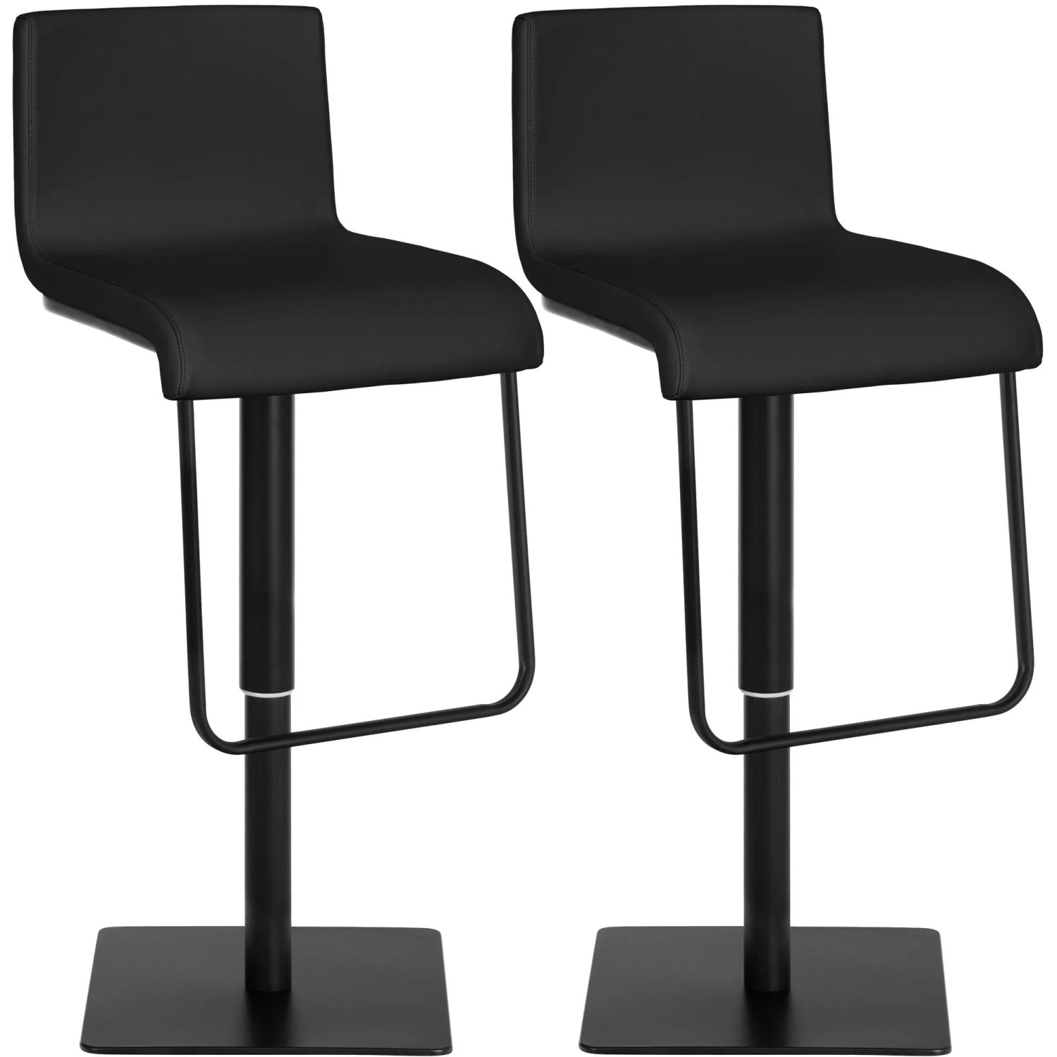 CLP 2er Set Barhocker Limon Kunstlederbezug Schwarz/Schwarz