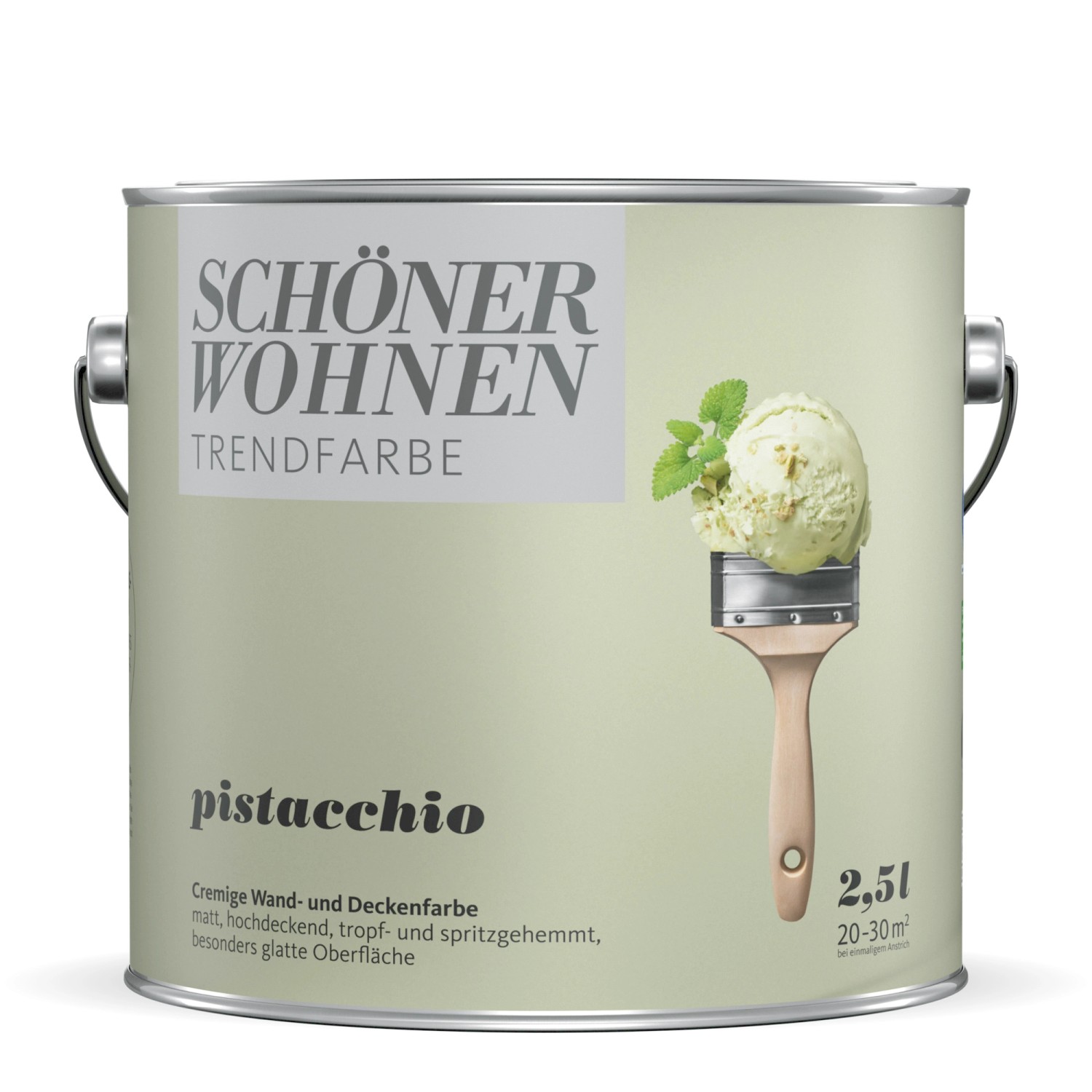 Schöner Wohnen Trendfarbe Pistacchio, 2,5 l Dose, matte Wandfarbe.
