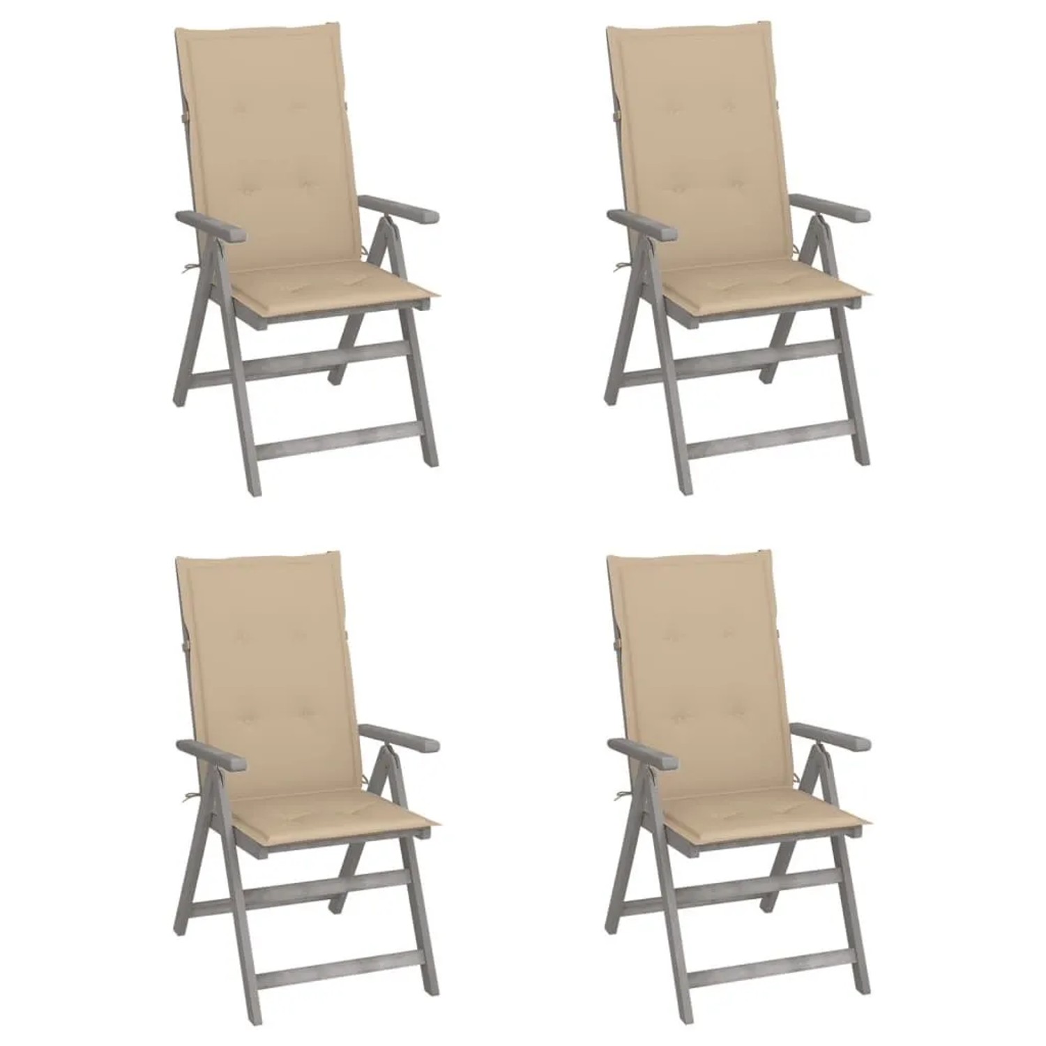 vidaXL Hochlehner Verstellbar 4 Stk mit Auflagen Massivholz Akazie 3065380
