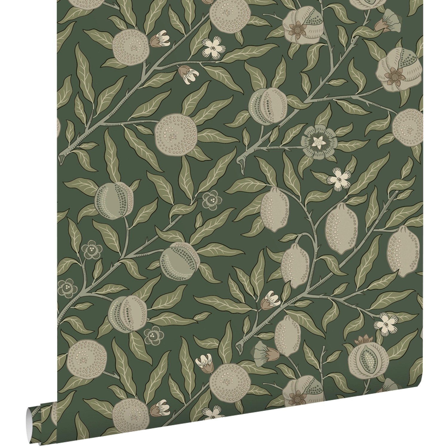 ESTAhome Tapete Exotischen Früchten Und Blättern Dunkelgrün Und Taupe 50 X günstig online kaufen