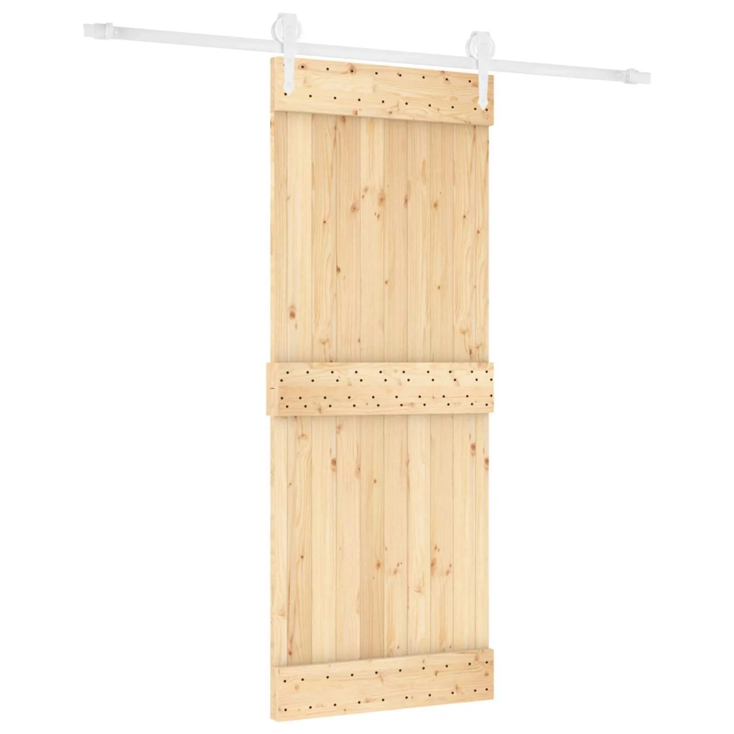 vidaXL Schiebetür Natur und Weiß 80 x 210 cm Massivkiefer 3445177