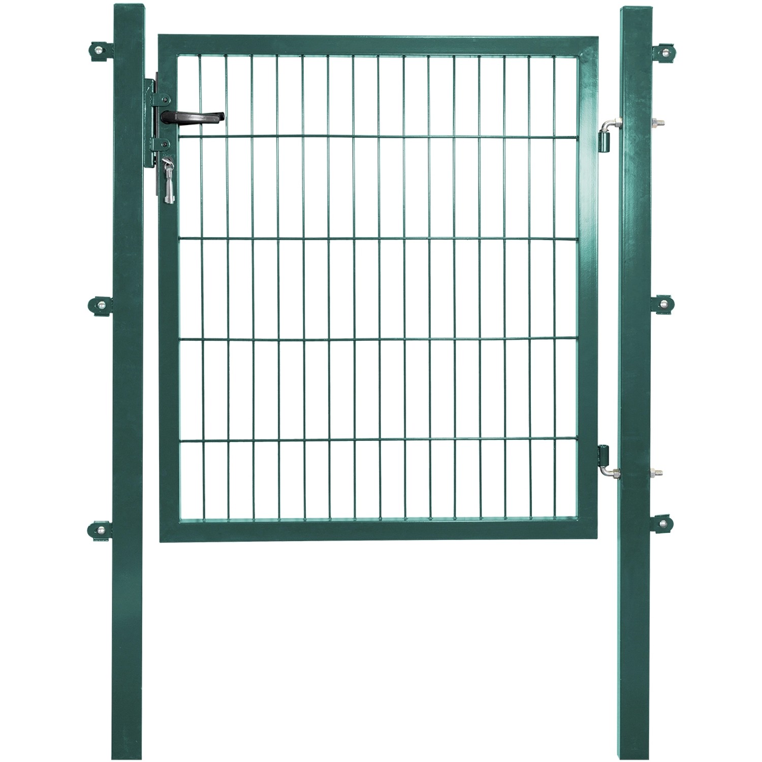 Solid Einzeltor Stahl Grün mit Füllung für Doppelstabmatte 100 cm x 100 cm