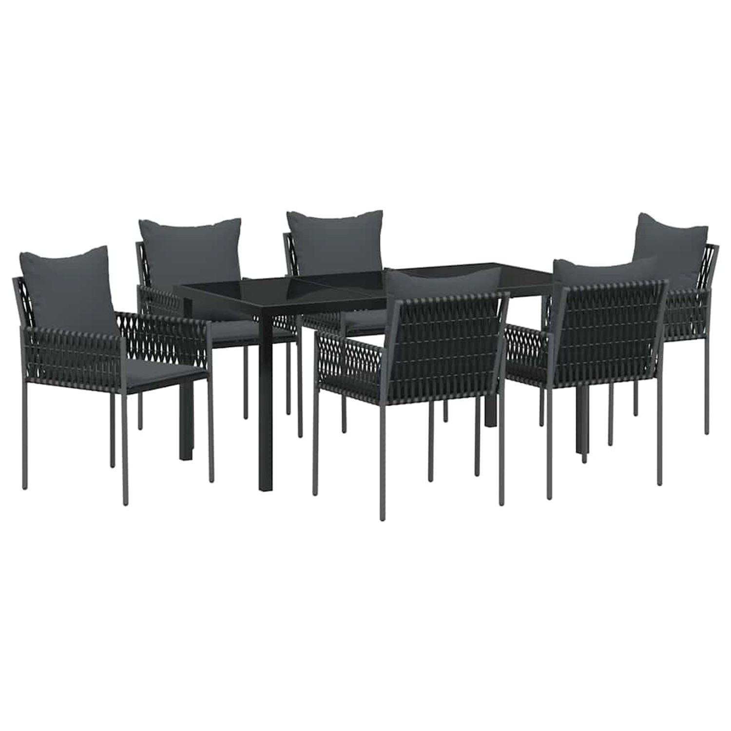 vidaXL Garten Essgruppe 7-Tlg Schwarz Poly Rattan 3379104 günstig online kaufen