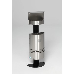 PROREGAL Kombiascher Mit Schutzdach Verschließbar 13 Liter HxBxT 99 x 34 x 20 cm Edelstahl