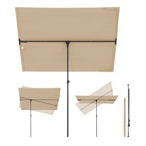 Sekey rechteckiger Sonnenschirm, 180x130 cm, beige, verstellbar für Balkon & Garten.
