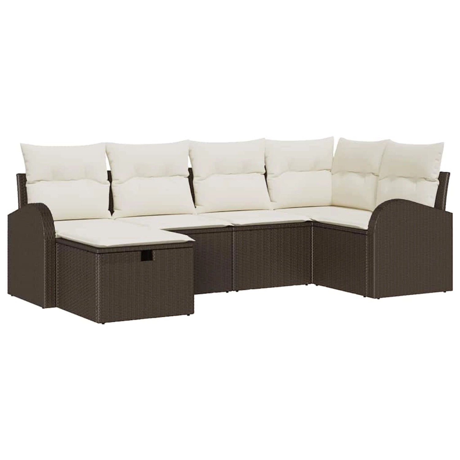 vidaXL Garten-Sofa-Set mit Kissen mit Speicher 6-Tlg Braun Poly Rattan 3360 günstig online kaufen