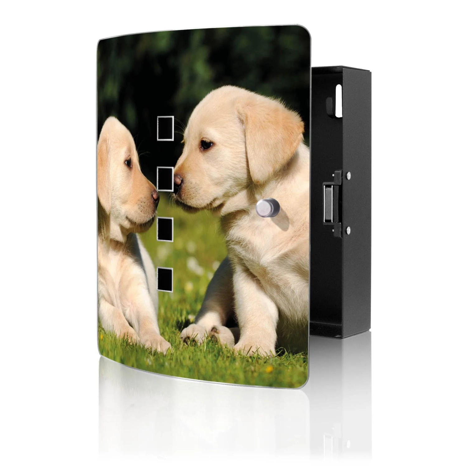 Banjado Design Schlüsselkasten Aus Edelstahl Für 10 Schlüssel 24x21,5x7cm Mit Magnetverschluss Motiv Labrador