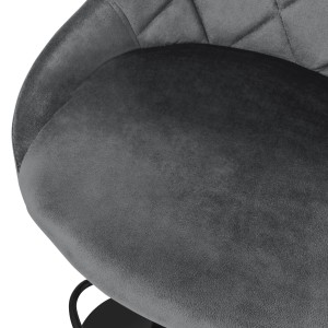 Detailaufnahme: Grauer ML-Design Barhocker (2er Set) aus Samt mit Rückenlehne.
