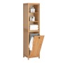 SoBuy Badezimmerschrank BZR95-N mit Wäschesack, MDF Naturholz, offene Fächer und Kippsicherung.
