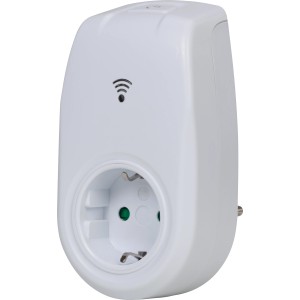 Weißer Wifi Stecker Schutzkontakt zur Hausfunksteuerung.