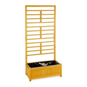 Relaxdays Rankgitter mit Pflanzkasten Holz Natur Sichtschutz 171 cm x 71 cm x 31,5 cm 5 kg