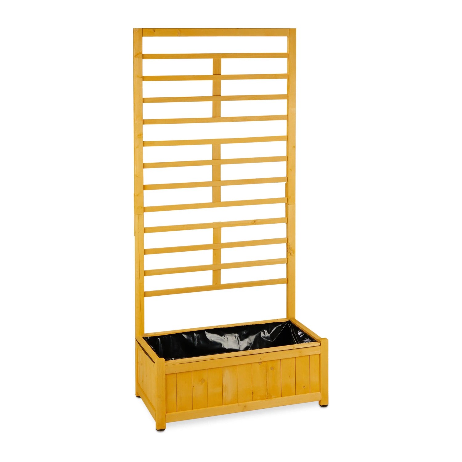 Relaxdays Rankgitter mit Pflanzkasten Holz Natur Sichtschutz 171 cm x 71 cm x 31,5 cm 5 kg