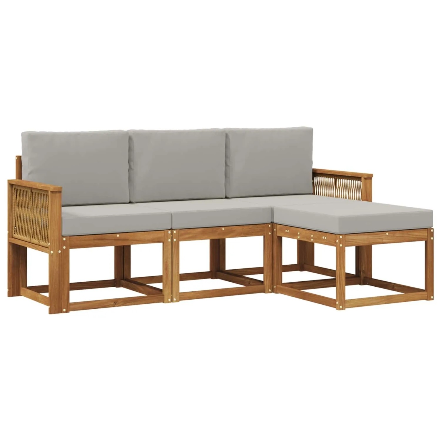 vidaXL Outdoor-Sofagarnitur 4 Stk Natur und Hellgrau Polyester 3385117