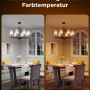 Govee B600C Smart LED E14 Leuchtmittel im Esszimmer. Zeigt einstellbare Helligkeit und Farbtemperatur von 4500K bis 2700K.