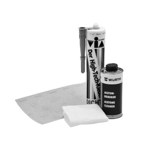 Zambelli DICHT7 Klebe- und Dichtstoff, 310ml, Grau, für Dachentwässerung, mit Reiniger und Tuch.