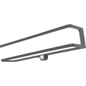 Moderne Lutec Solar-LED-Wandleuchte Doblo in Anthrazit, 35 cm breit, mit Bewegungsmelder.